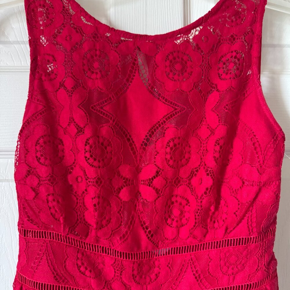 Miami - Cherry Red Lace Maxi Dress. Size S